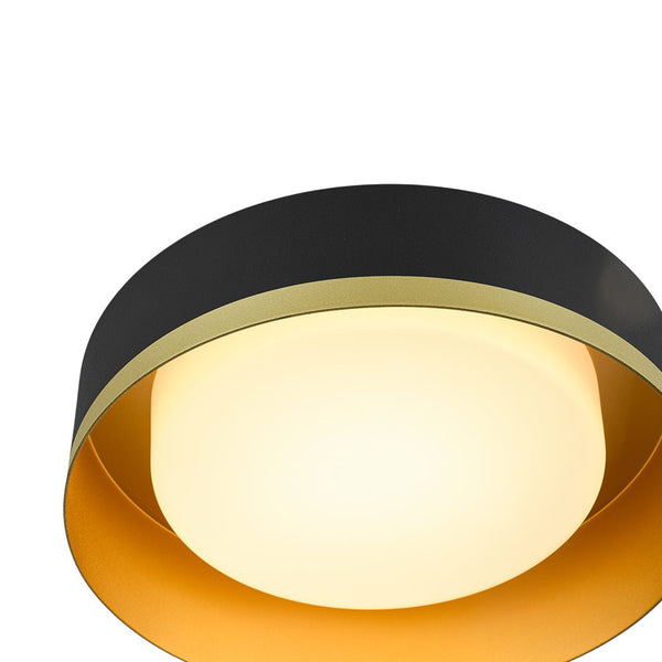 Thehouselights - LED Drum Flush Mount with Milky Glass Shade - Ceiling Light - 35 cm. - 