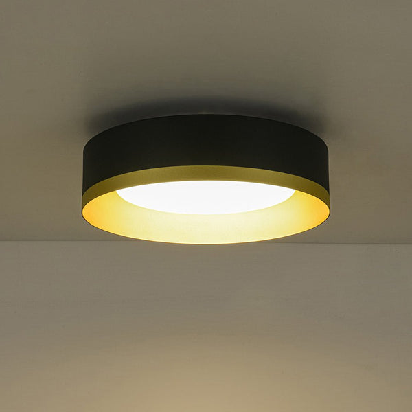 Thehouselights - LED Drum Flush Mount with Milky Glass Shade - Ceiling Light - 35 cm. - 