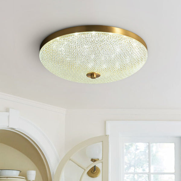 Thehouselights - LED Glass Bowl Flush Mount Ceiling Light - Ceiling Light - Brass - 