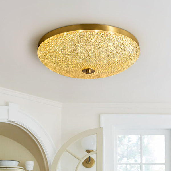 Thehouselights - LED Glass Bowl Flush Mount Ceiling Light - Ceiling Light - Brass - 