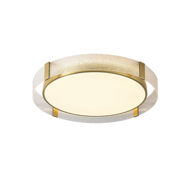 Thehouselights - LED Glass Round Flush Mount Ceiling Light - Ceiling Light - Brass - 