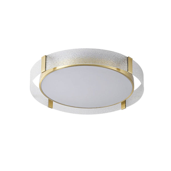 Thehouselights - LED Glass Round Flush Mount Ceiling Light - Ceiling Light - Brass - 