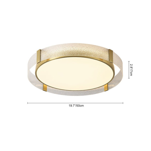 Thehouselights - LED Glass Round Flush Mount Ceiling Light - Ceiling Light - Brass - 