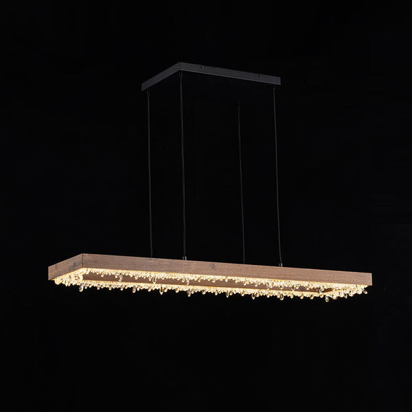 Thehouselights - LED Linear Crystal Island Chandelier - Chandelier - Walnut - 