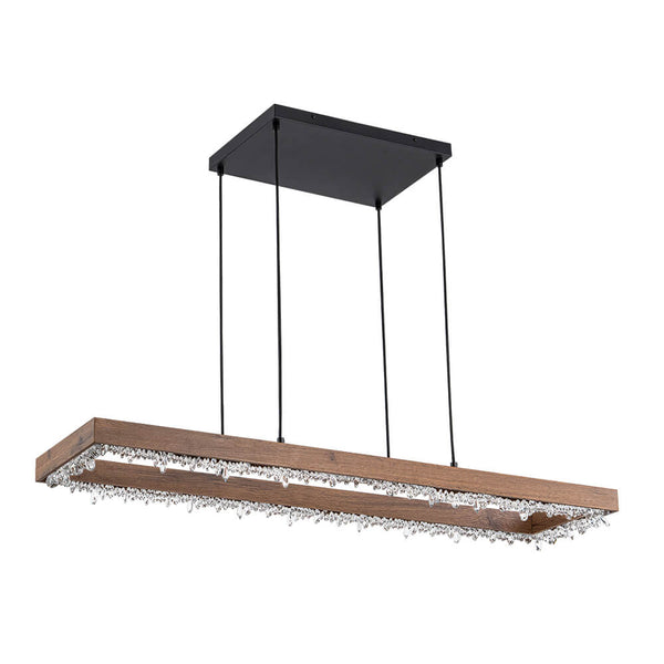 Thehouselights - LED Linear Crystal Island Chandelier - Chandelier - Walnut - 