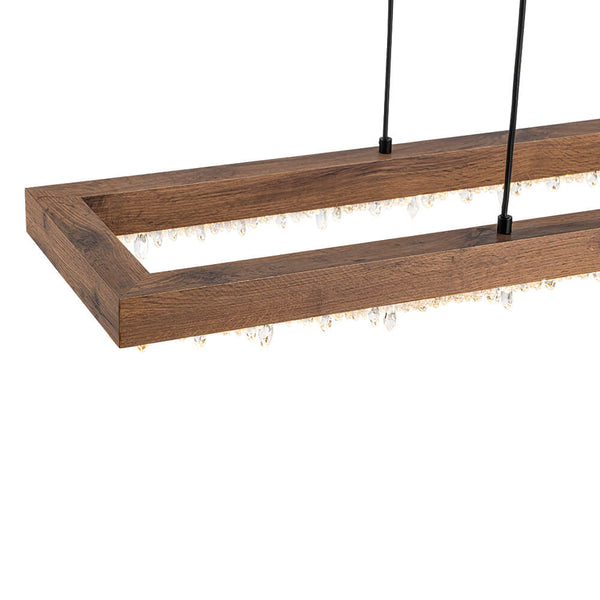 Thehouselights - LED Linear Crystal Island Chandelier - Chandelier - Walnut - 