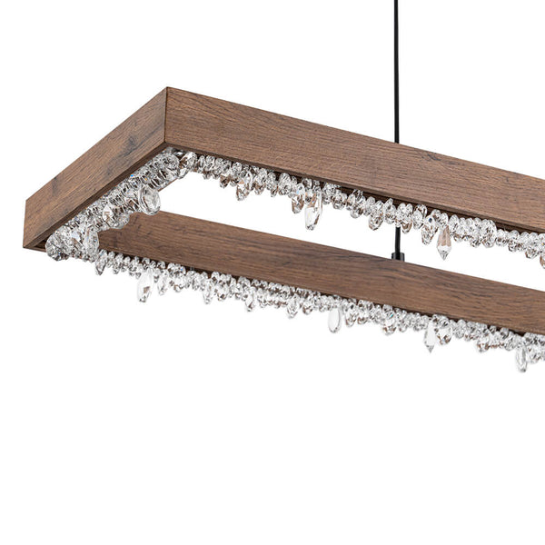 Thehouselights - LED Linear Crystal Island Chandelier - Chandelier - Walnut - 