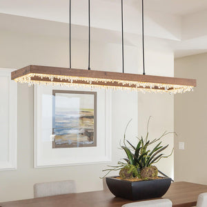 Thehouselights - LED Linear Crystal Island Chandelier - Chandelier - Walnut - 