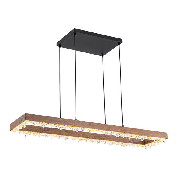 Thehouselights - LED Linear Crystal Island Chandelier - Chandelier - Walnut - 