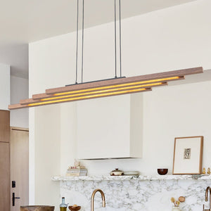 Thehouselights - LED Linear Strips Island Chandelier Pendant - Chandelier - Wood Grain - 