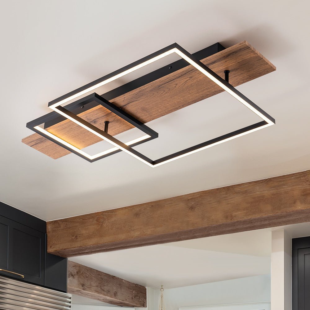 Wood Wall Mount Modern Flush Ceiling Lighting Modern Linear LED Flush
