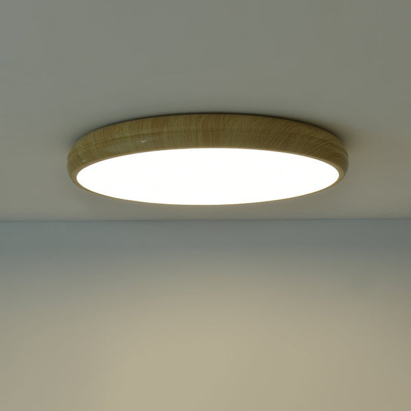 Thehouselights-LED Wood Grain Flush Mount Ceiling Light-Ceiling Light-Cool White-Walnut Grain