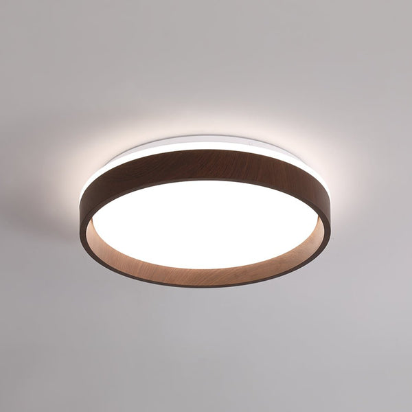 Thehouselights-LED Wooden Round Flush Mount Ceiling Light-Ceiling Light-Warm White-