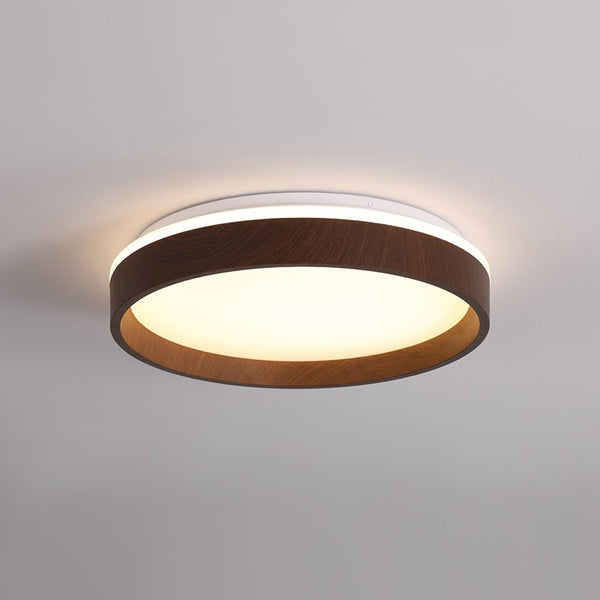 Thehouselights-LED Wooden Round Flush Mount Ceiling Light-Ceiling Light-Warm White-