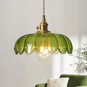 Thehouselights - Lotus Dome Glass Flower Pendant Light - Pendant - Green - 