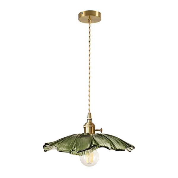 Thehouselights-Lotus Glass Flower Design Pendant Light-Pendant-Green-