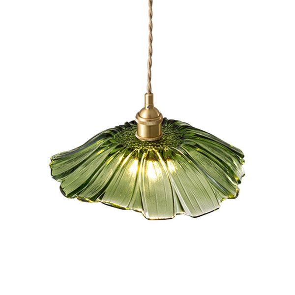 Thehouselights-Lotus Glass Flower Design Pendant Light-Pendant-Green-