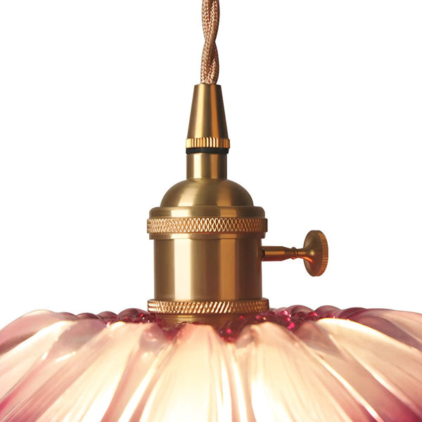 Thehouselights-Lotus Glass Flower Design Pendant Light-Pendant-Red-