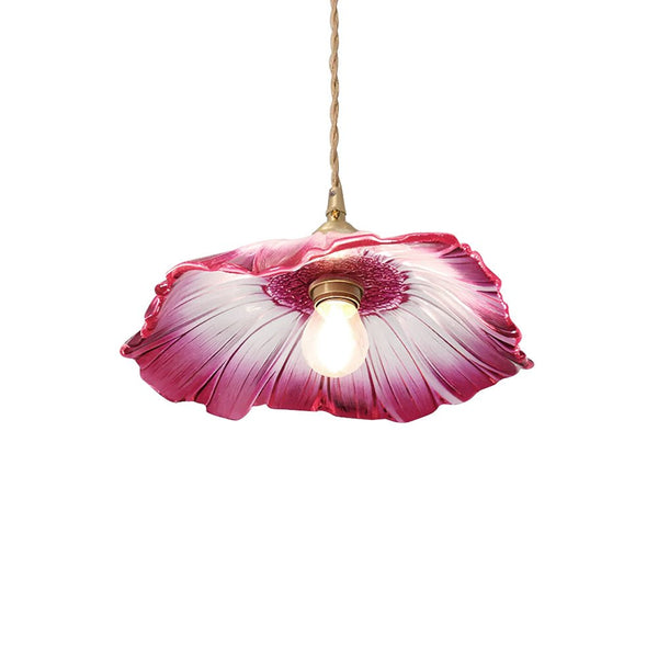 Thehouselights-Lotus Glass Flower Design Pendant Light-Pendant-Red-