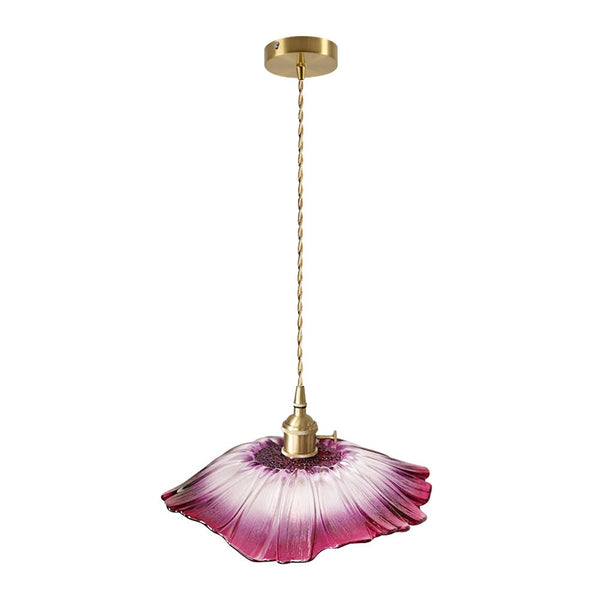 Thehouselights-Lotus Glass Flower Design Pendant Light-Pendant-Red-