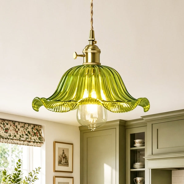 Thehouselights-Lotus Glass Pendant Lighting-Pendant-Green-