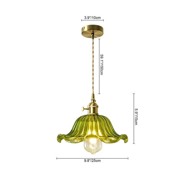 Thehouselights-Lotus Glass Pendant Lighting-Pendant-Green-
