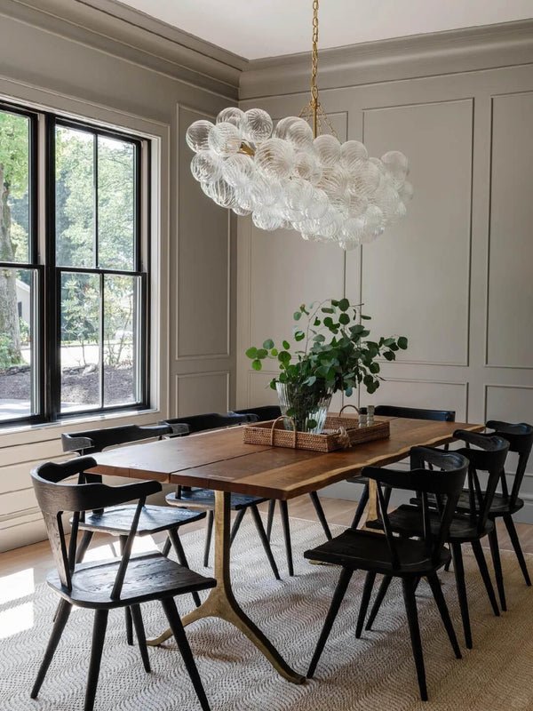 Luxury Large Cluster Cloud Bubble Chandelier Ribbed Glass Brass Hanging Light