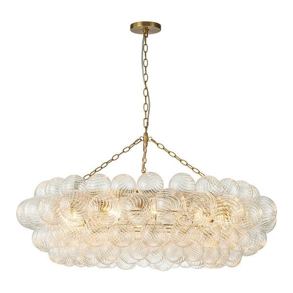 Thehouselights-Luxury Large Cluster Cloud Bubble Chandelier Ribbed Glass Brass Hanging Light (Copy)-Chandelier-8-Light-A