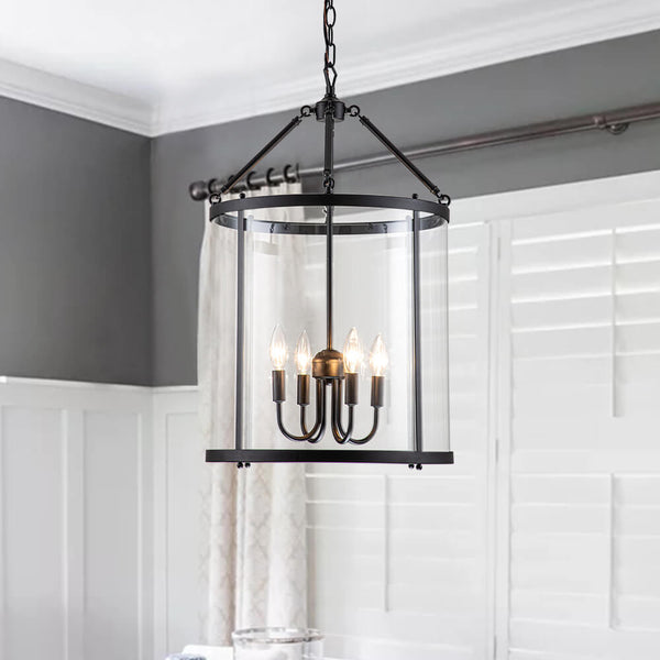 Thehouselights - Manor Cylinder Glass Lantern Pendant Light - Pendant - Chrome - 