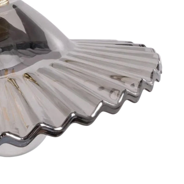 Thehouselights-Mid-Century 1-Light Colorful Scalloped Glass Pendant Light-Pendant-Gray-