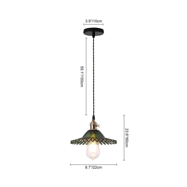 Thehouselights-Mid-Century 1-Light Colorful Scalloped Glass Pendant Light-Pendant-Gray-