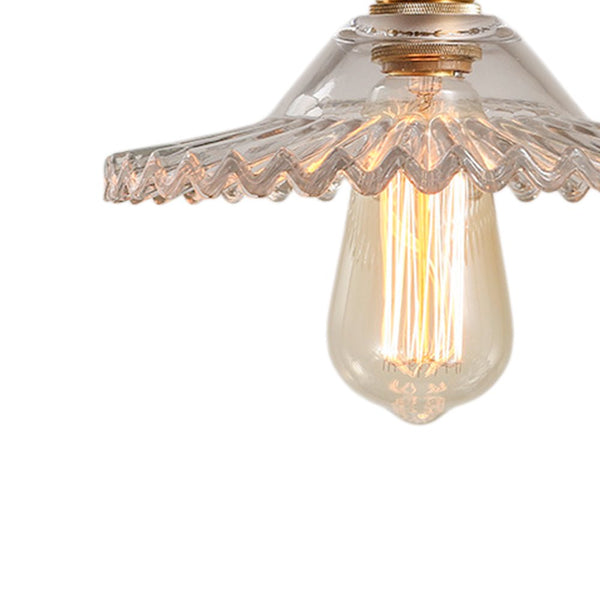 Thehouselights-Mid-Century 1-Light Colorful Scalloped Glass Pendant Light-Pendant-White-