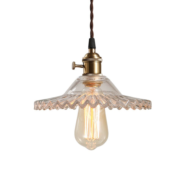 Thehouselights-Mid-Century 1-Light Colorful Scalloped Glass Pendant Light-Pendant-White-