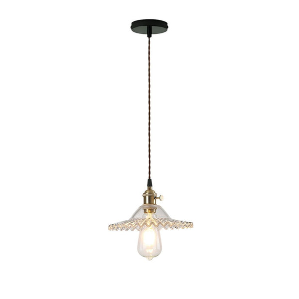 Thehouselights-Mid-Century 1-Light Colorful Scalloped Glass Pendant Light-Pendant-White-