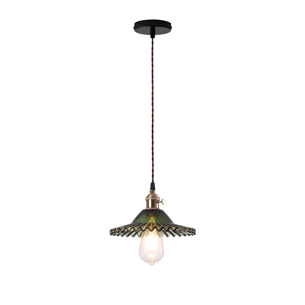 Thehouselights-Mid-Century 1-Light Colorful Scalloped Glass Pendant Light-Pendant-White-