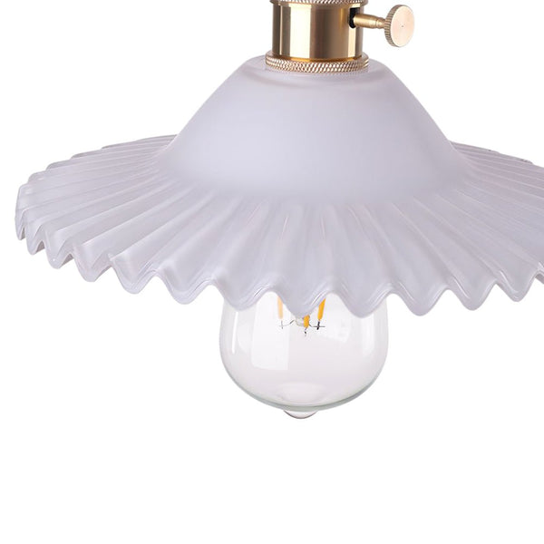 Thehouselights-Mid-Century 1-Light Colorful Scalloped Glass Pendant Light-Pendant-White-
