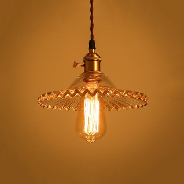 Thehouselights-Mid-Century 1-Light Colorful Scalloped Glass Pendant Light-Pendant-White-
