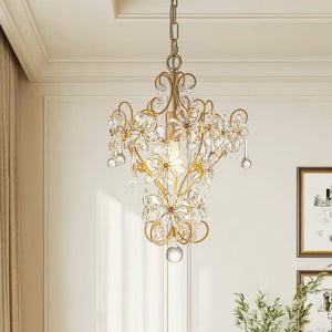 Thehouselights - Mid - century European Brass Crystal Chandelier - Chandelier - Brass - 