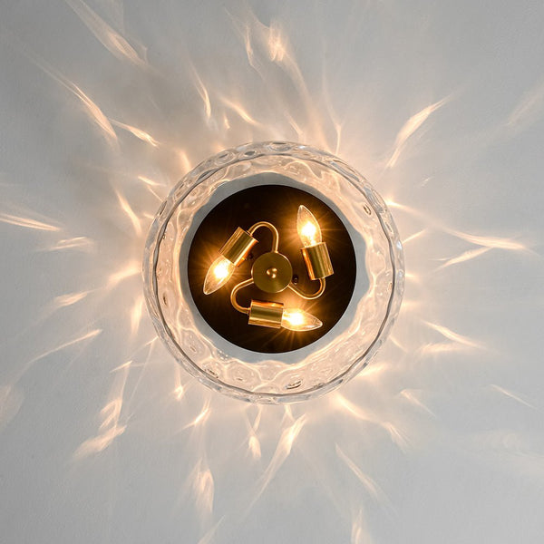 Thehouselights - Mid - Century Modern Hammer Glass Flush Mount - Ceiling Light - Black - 