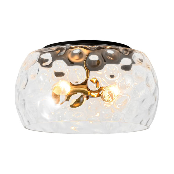 Thehouselights - Mid - Century Modern Hammer Glass Flush Mount - Ceiling Light - Black - 