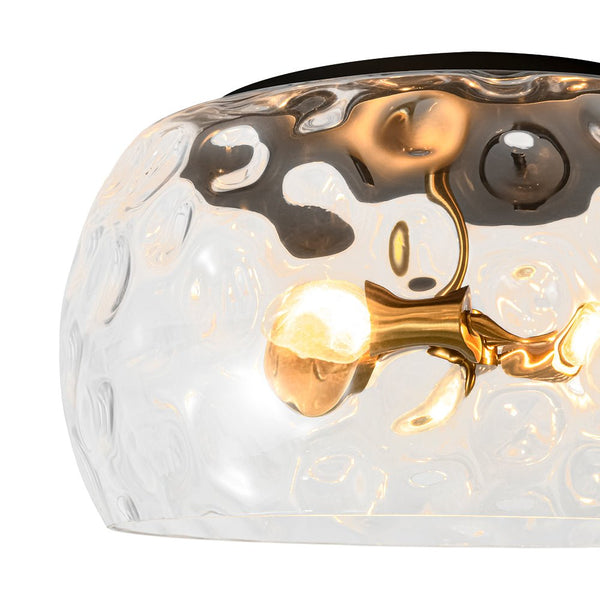 Thehouselights - Mid - Century Modern Hammer Glass Flush Mount - Ceiling Light - Black - 