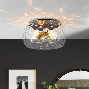 Thehouselights - Mid - Century Modern Hammer Glass Flush Mount - Ceiling Light - Black - 