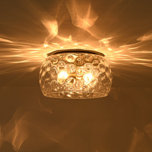 Thehouselights - Mid - Century Modern Hammer Glass Flush Mount - Ceiling Light - Black - 