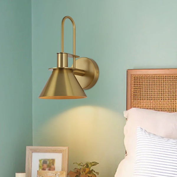 Thehouselights - Mid - Century Modern Industrial Look Matte Black Wall Lamp - Wall Lights - Brass - 