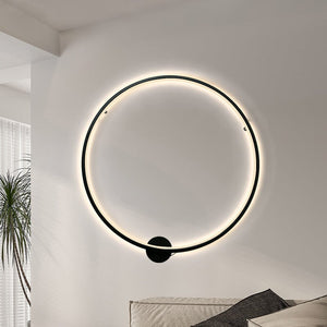 Thehouselights - Minimalist Background Black LED Round Mood Wall Sconce - Wall Lights - 