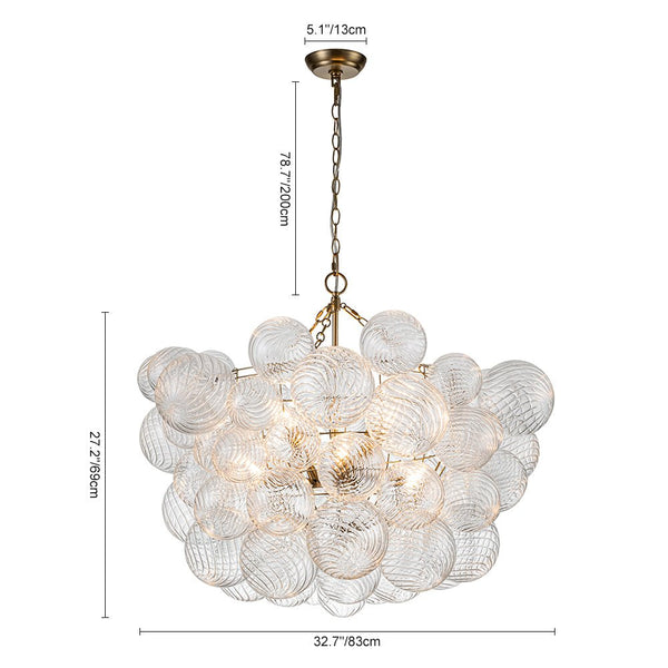 Thehouselights - Modern Cluster Glass Globe Bubble Chandelier - Chandelier - 3 - Light - Brass