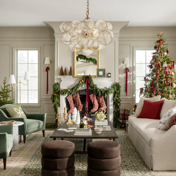 Thehouselights - Modern Cluster Glass Globe Bubble Chandelier - Chandelier - 3 - Light - Brass