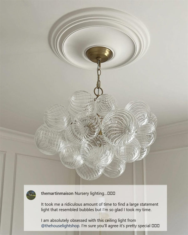 Thehouselights-Modern Cluster Glass Globe Bubble Chandelier-Chandelier-8-Light-Brass