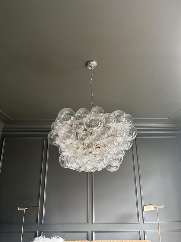 Thehouselights - Modern Cluster Glass Globe Bubble Chandelier - Chandelier - 8 - Light - Nickel