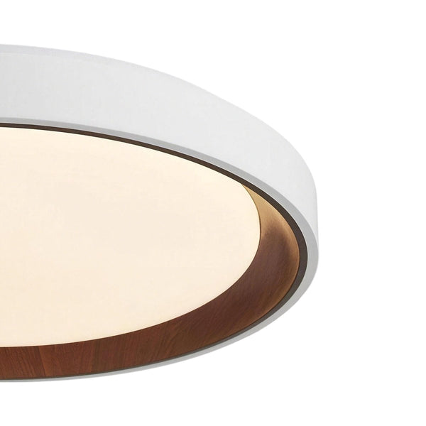 Thehouselights-Modern Dimmable Walnut Wood Round LED Flush Mount Light-Flush Mount-50 cm.-White